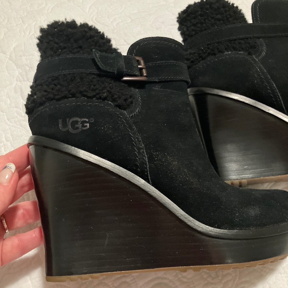 Ugg leather wedge booties